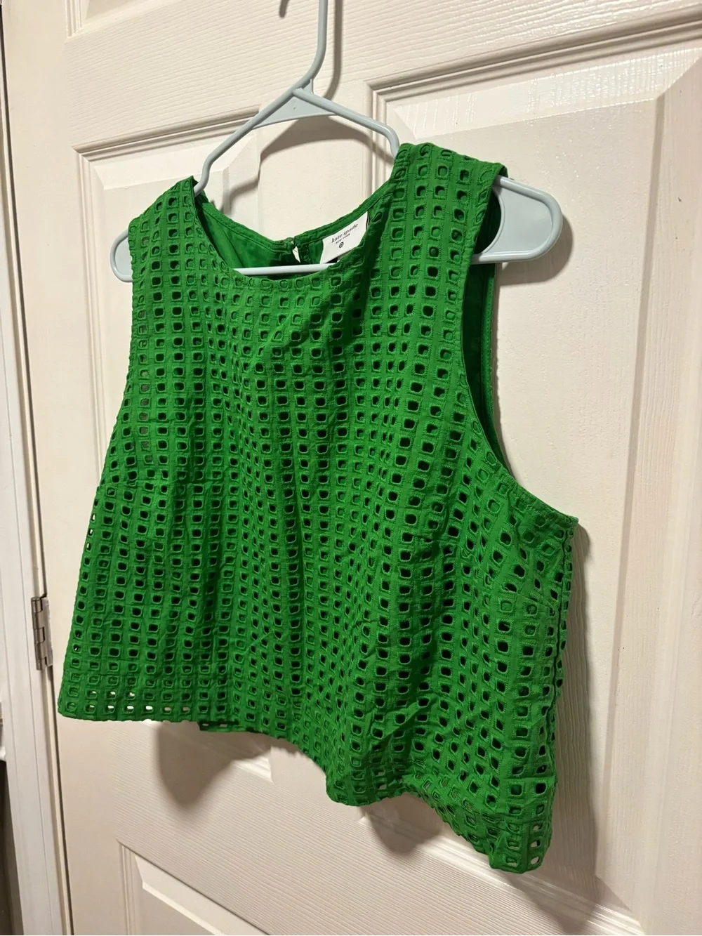 Kate Spade x Target Green Eyelet Crop Top Large Cotton Sleeveless